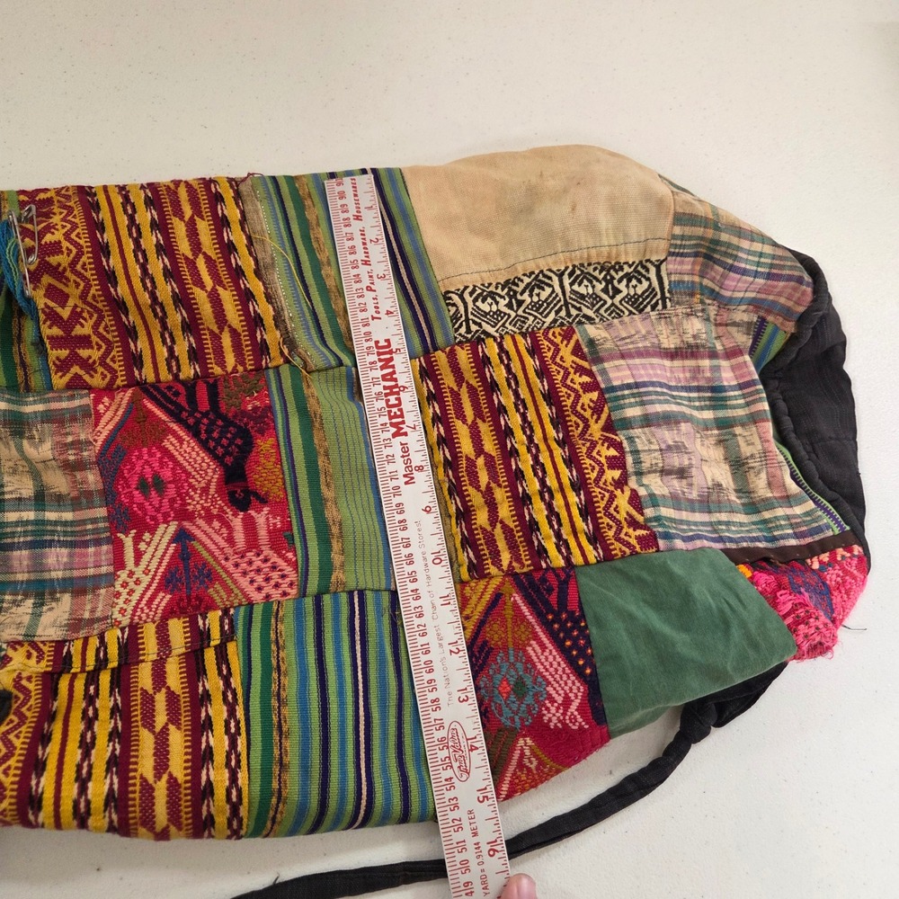Vintage Guatemala Patchwork Drawstring Backpack B… - image 5